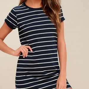 Lulus Navy Stripe T-Shirt Dress